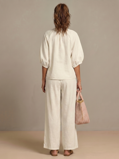 Natalia | Top Blouson with Zip and Wide Leg Pants