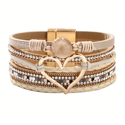 Bohemian Multi-Layer Heart Leather Bracelet