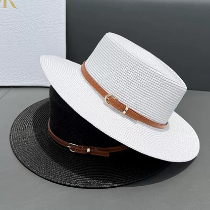 Straw wide brim top hat