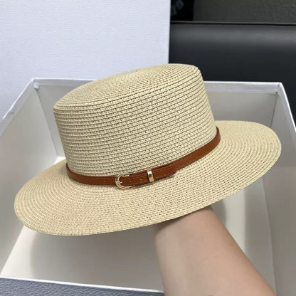 Straw wide brim top hat