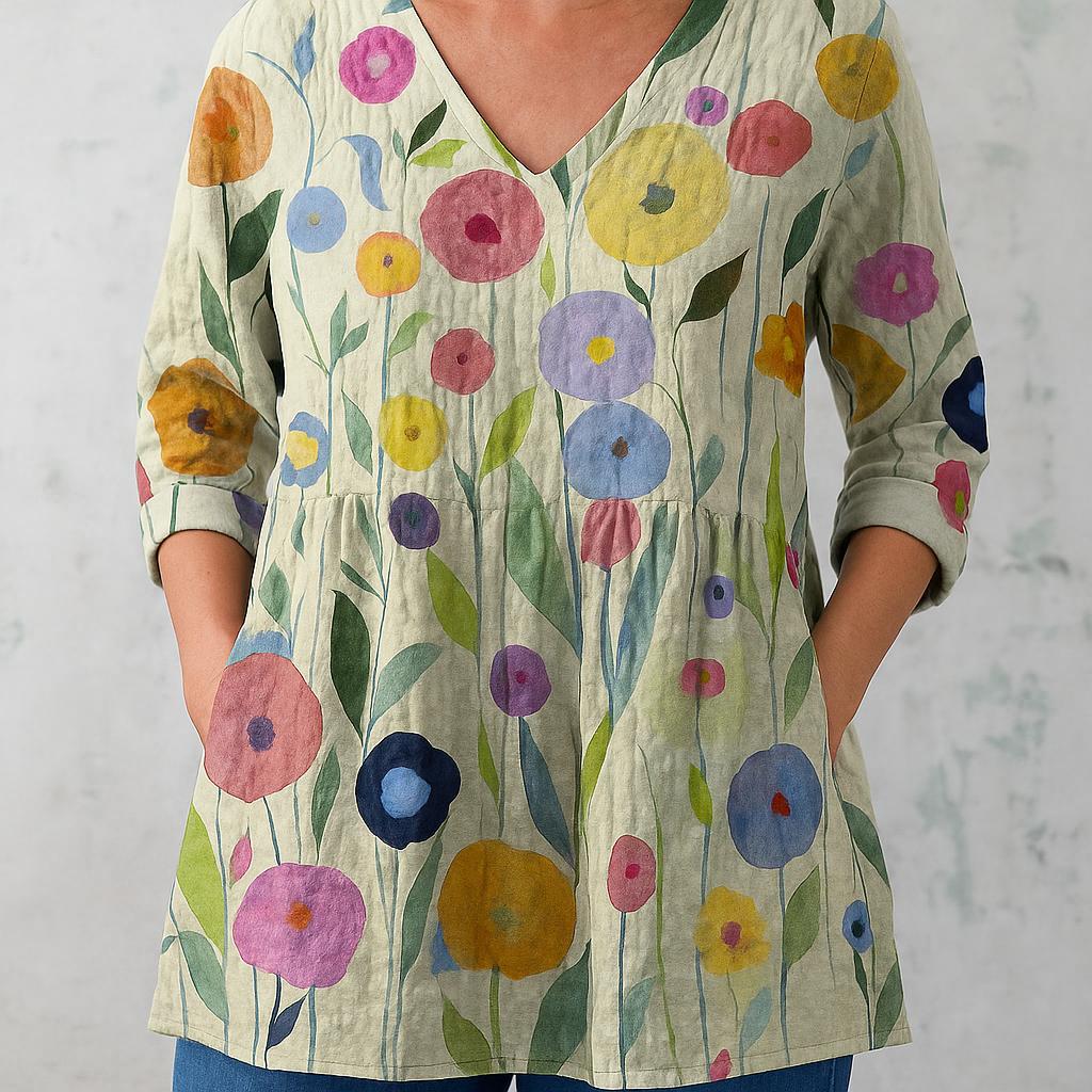 Louise | Long Blouse with V-Neck