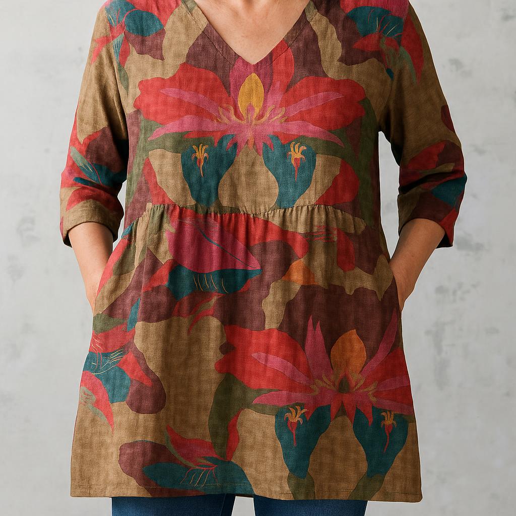 Sarah | Long Blouse with V-Neck
