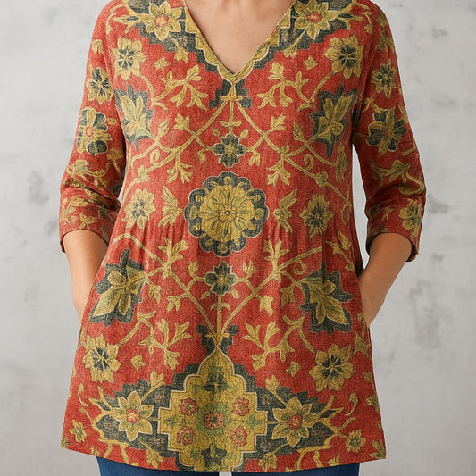 Lea | Long Blouse with V-Neck