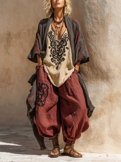 Ornella | Bohemian Artistic Set in Linen and Cotton